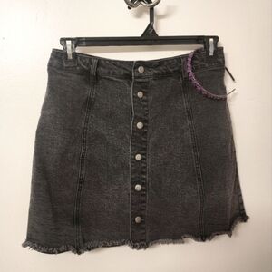 Black jean midi skirt frayed hem size large
